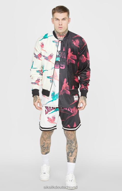 SikSilk Bomberjacke mit Ecru-Print Männer 680DH469 Bekleidung