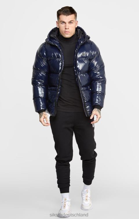 SikSilk Marineblaue Glanz-Pufferjacke Männer 680DH501 Bekleidung