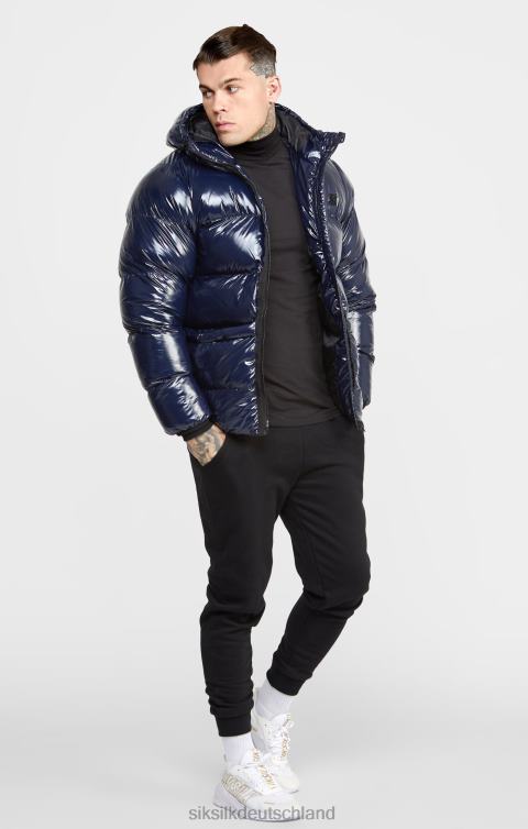 SikSilk Marineblaue Glanz-Pufferjacke Männer 680DH501 Bekleidung