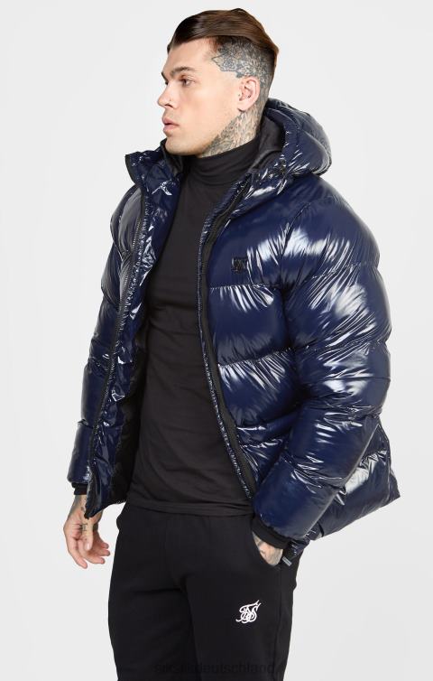 SikSilk Marineblaue Glanz-Pufferjacke Männer 680DH501 Bekleidung