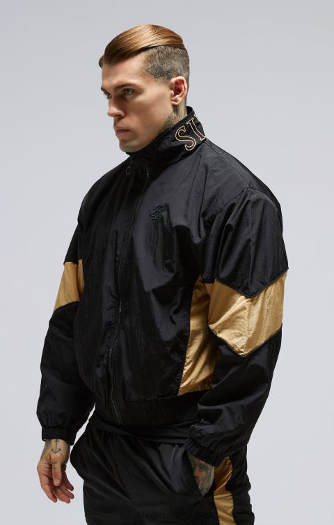 SikSilk Schwarze Bomberjacke mit Einsätzen Männer 680DH468 Bekleidung