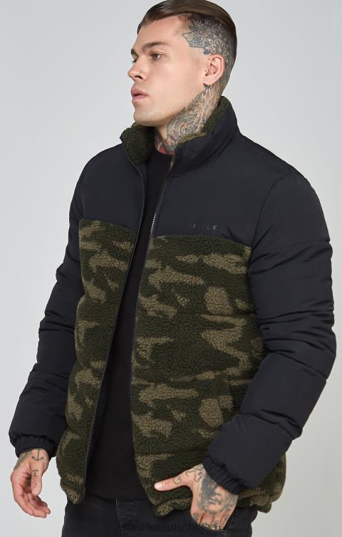 SikSilk Schwarze Sherpa-Luftpolsterjacke Männer 680DH485 Bekleidung