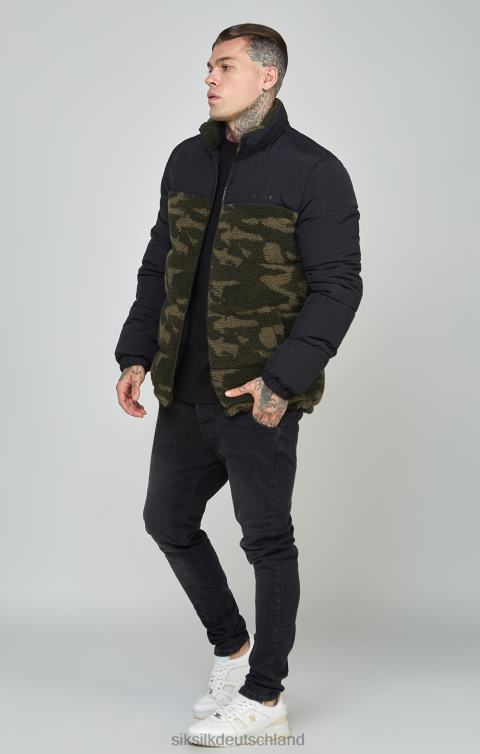 SikSilk Schwarze Sherpa-Luftpolsterjacke Männer 680DH485 Bekleidung