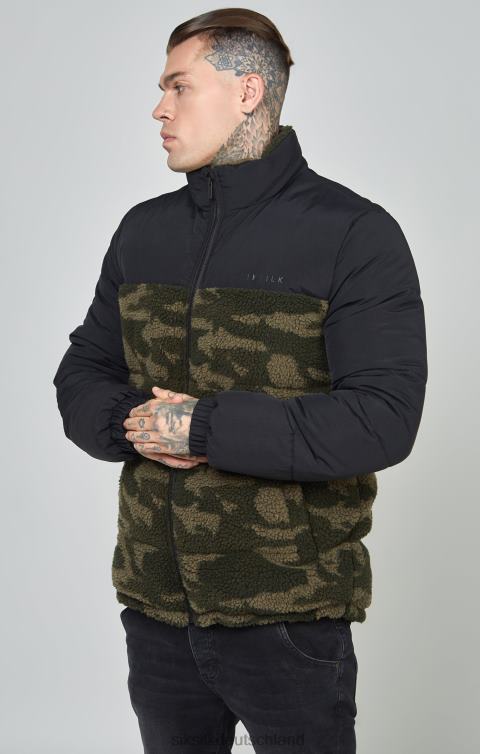 SikSilk Schwarze Sherpa-Luftpolsterjacke Männer 680DH485 Bekleidung