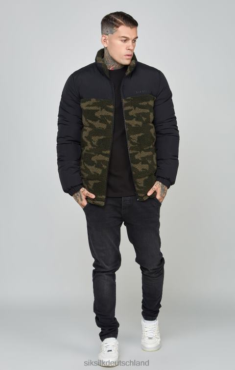 SikSilk Schwarze Sherpa-Luftpolsterjacke Männer 680DH485 Bekleidung