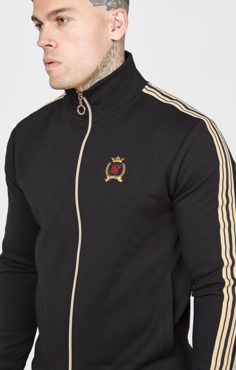 SikSilk Schwarze Trainingsjacke mit Trichterkragen und Wappen Männer 680DH476 Bekleidung
