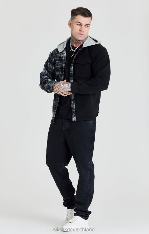 SikSilk Schwarzes kontrastierendes Kapuzenshirt Männer 680DH490 Bekleidung