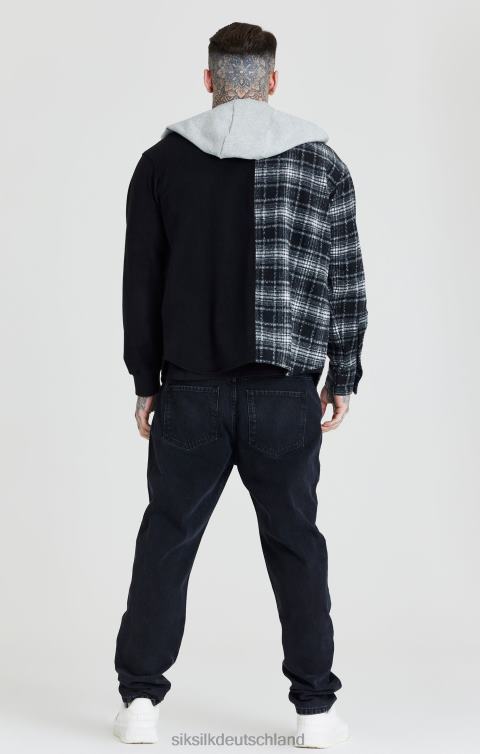SikSilk Schwarzes kontrastierendes Kapuzenshirt Männer 680DH490 Bekleidung