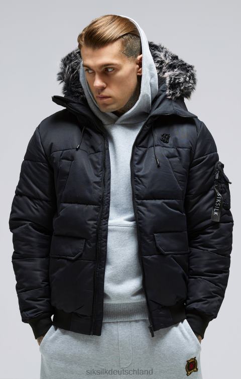 SikSilk schwarze Bomberjacke Männer 680DH483 Bekleidung
