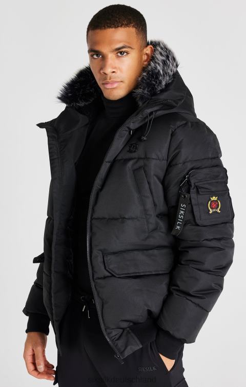 SikSilk schwarze Bomberjacke Männer 680DH483 Bekleidung