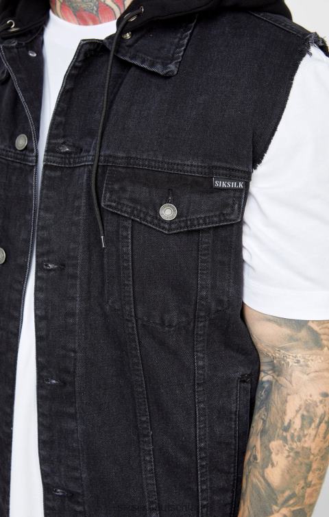 SikSilk schwarze Kapuzenweste Männer 680DH472 Bekleidung