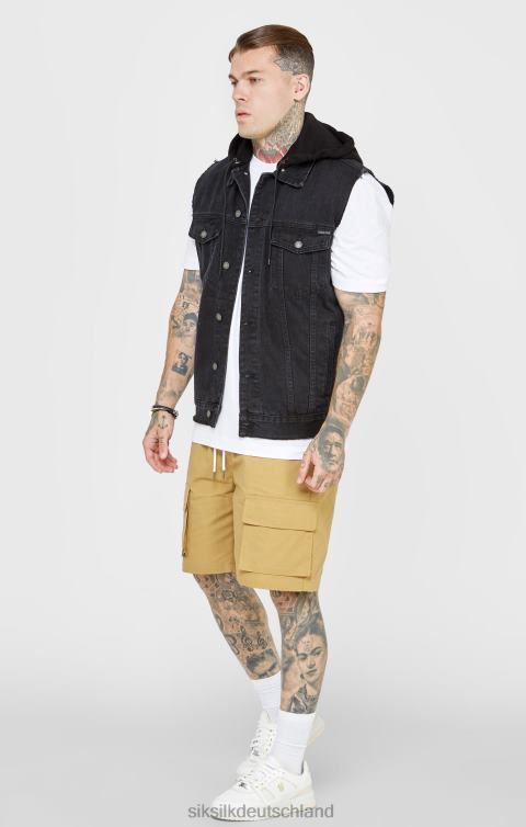 SikSilk schwarze Kapuzenweste Männer 680DH472 Bekleidung