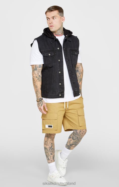 SikSilk schwarze Kapuzenweste Männer 680DH472 Bekleidung