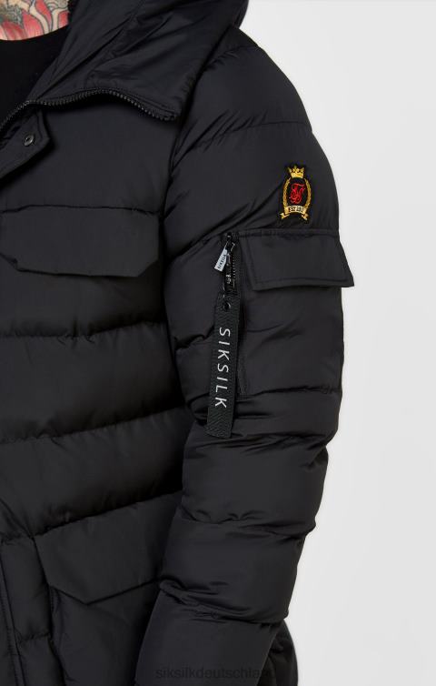 SikSilk schwarzer Parka-Mantel Männer 680DH480 Bekleidung