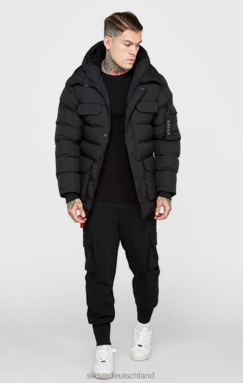 SikSilk schwarzer Parka-Mantel Männer 680DH480 Bekleidung