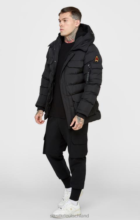 SikSilk schwarzer Parka-Mantel Männer 680DH480 Bekleidung
