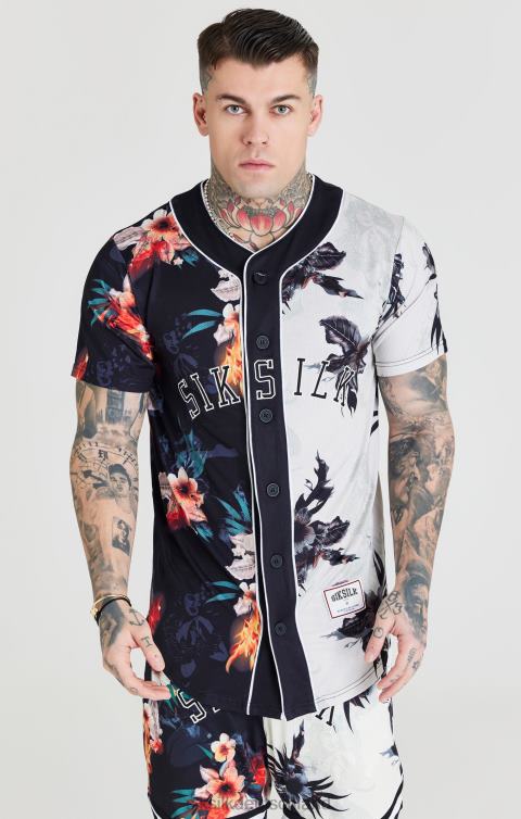 SikSilk Baseball-Trikot mit schwarzem und ecrufarbenem Aufdruck Männer 680DH398 Bekleidung