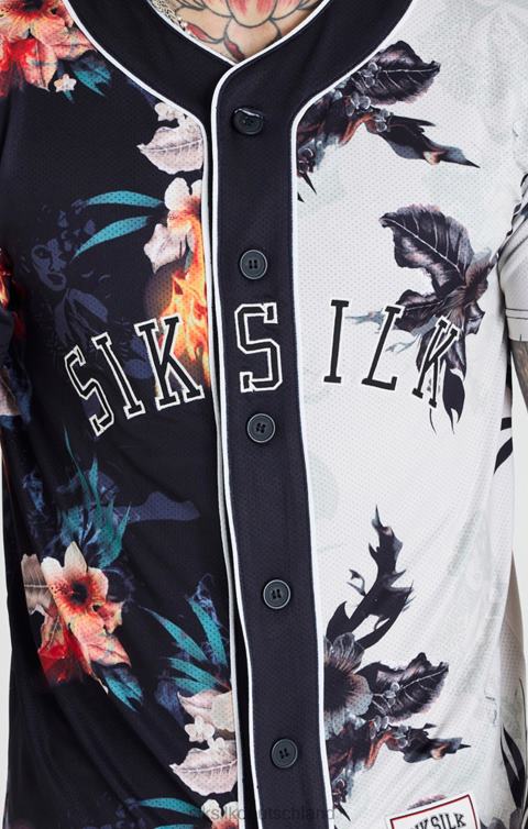 SikSilk Baseball-Trikot mit schwarzem und ecrufarbenem Aufdruck Männer 680DH398 Bekleidung