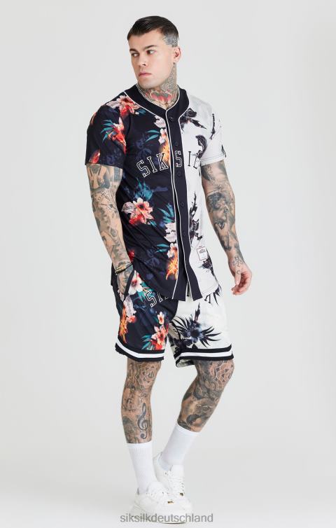 SikSilk Baseball-Trikot mit schwarzem und ecrufarbenem Aufdruck Männer 680DH398 Bekleidung