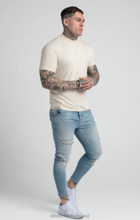 SikSilk Beiges T-Shirt mit hohem Kragen Männer 680DH378 Bekleidung