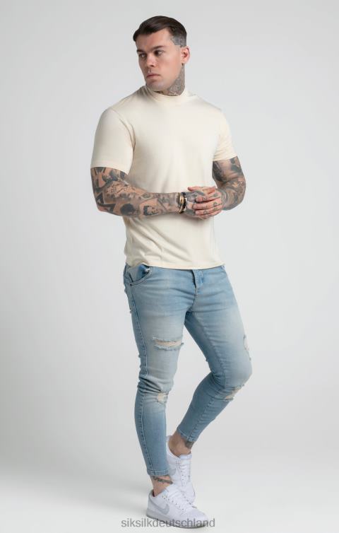 SikSilk Beiges T-Shirt mit hohem Kragen Männer 680DH378 Bekleidung
