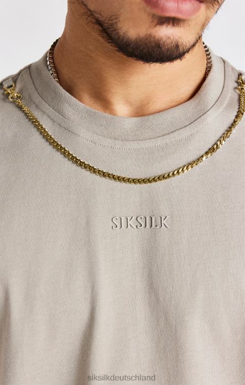SikSilk Beiges, übergroßes Ketten-T-Shirt Männer 680DH392 Bekleidung