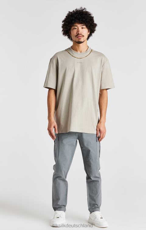 SikSilk Beiges, übergroßes Ketten-T-Shirt Männer 680DH392 Bekleidung