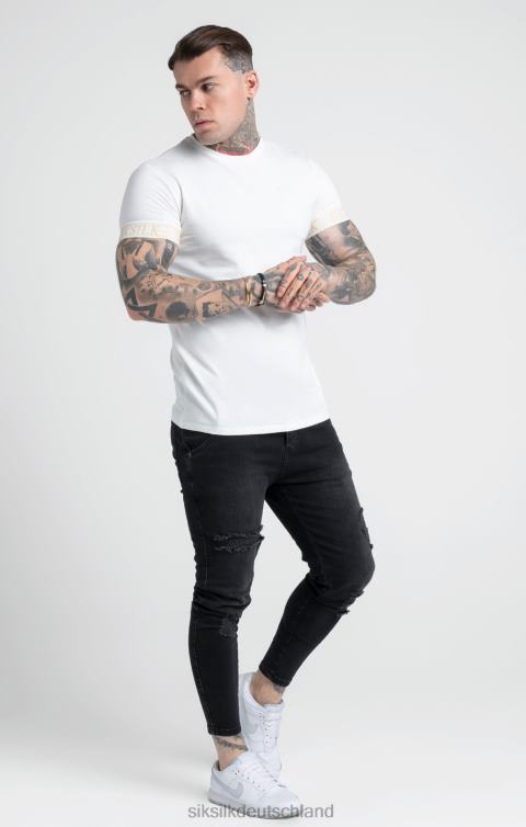 SikSilk Ecrufarbenes T-Shirt mit elastischen Bündchen Männer 680DH367 Bekleidung