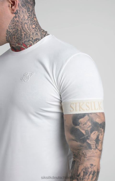 SikSilk Ecrufarbenes T-Shirt mit elastischen Bündchen Männer 680DH367 Bekleidung