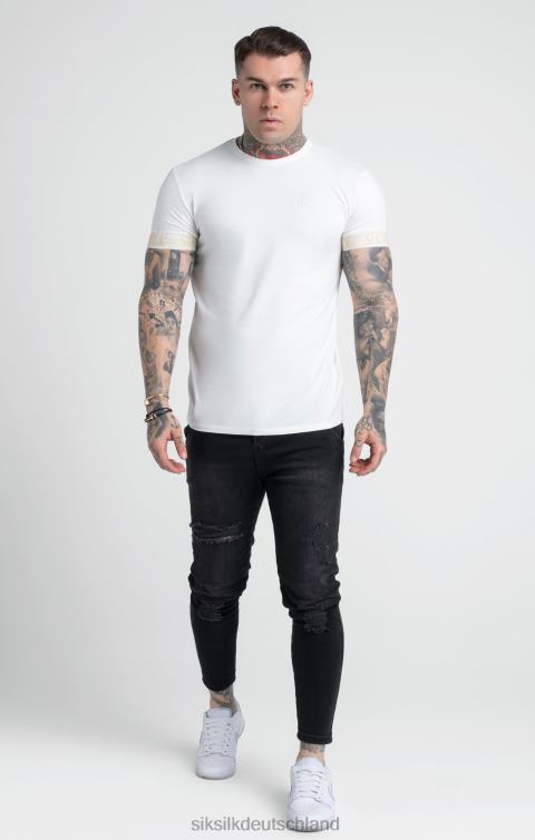 SikSilk Ecrufarbenes T-Shirt mit elastischen Bündchen Männer 680DH367 Bekleidung
