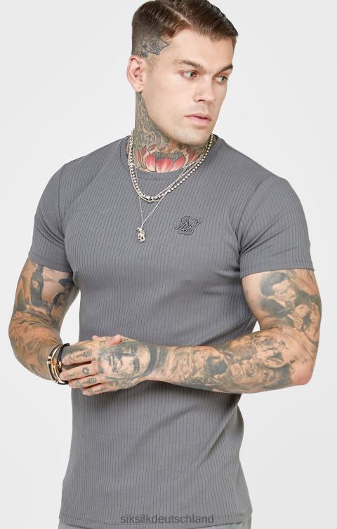 SikSilk Graues T-Shirt aus Rippstrick Männer 680DH374 Bekleidung