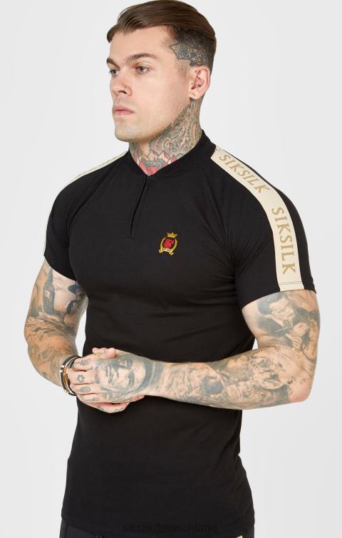 SikSilk Kurzarm-Poloshirt mit schwarzem Wappen Männer 680DH385 Bekleidung