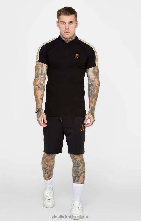 SikSilk Kurzarm-Poloshirt mit schwarzem Wappen Männer 680DH385 Bekleidung