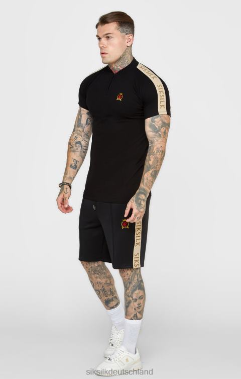 SikSilk Kurzarm-Poloshirt mit schwarzem Wappen Männer 680DH385 Bekleidung