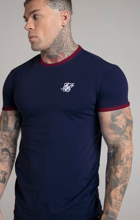 SikSilk Marineblaues, kurzärmliges Ringer-T-Shirt Männer 680DH366 Bekleidung