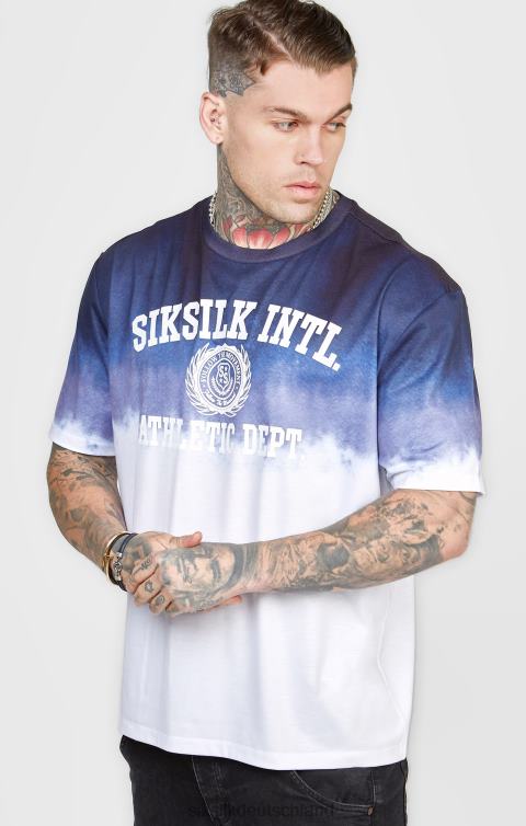 SikSilk Marineblaues, verblasstes Grafik-T-Shirt Männer 680DH384 Bekleidung