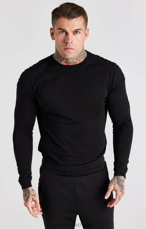 SikSilk Schwarzes Muscle-Fit-T-Shirt mit Einsätzen Männer 680DH362 Bekleidung