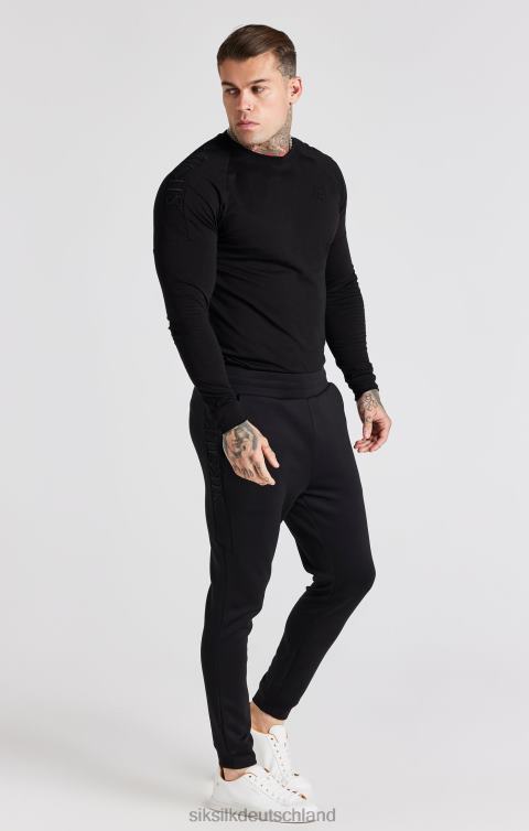 SikSilk Schwarzes Muscle-Fit-T-Shirt mit Einsätzen Männer 680DH362 Bekleidung