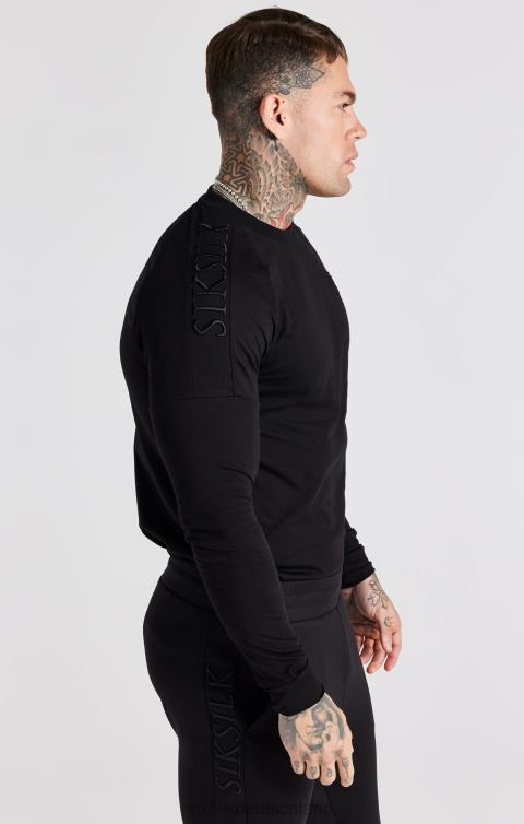 SikSilk Schwarzes Muscle-Fit-T-Shirt mit Einsätzen Männer 680DH362 Bekleidung