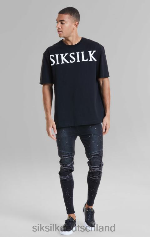 SikSilk Schwarzes T-Shirt mit entspannter Passform Männer 680DH407 Bekleidung