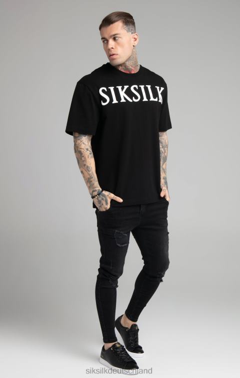 SikSilk Schwarzes T-Shirt mit entspannter Passform Männer 680DH407 Bekleidung