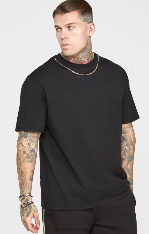 SikSilk Schwarzes, übergroßes T-Shirt mit Kette Männer 680DH387 Bekleidung