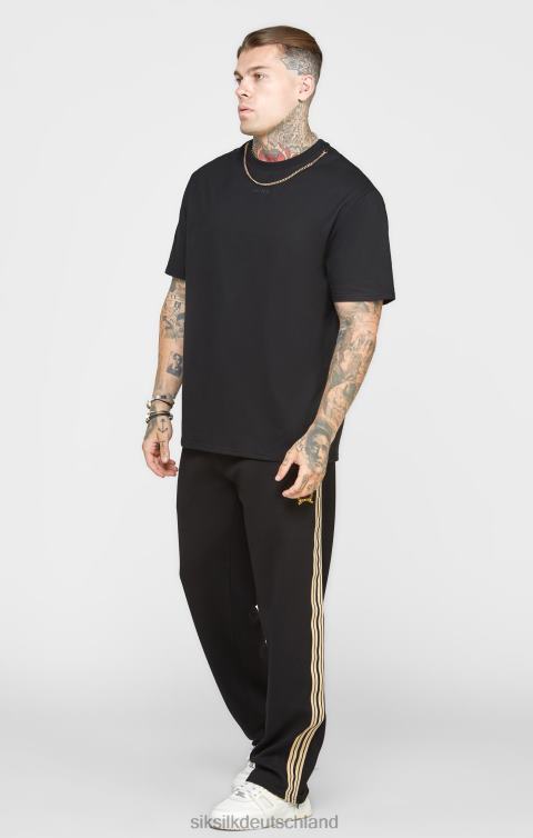 SikSilk Schwarzes, übergroßes T-Shirt mit Kette Männer 680DH387 Bekleidung