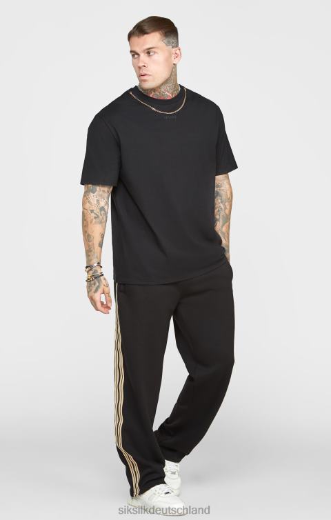 SikSilk Schwarzes, übergroßes T-Shirt mit Kette Männer 680DH387 Bekleidung
