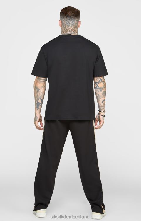 SikSilk Schwarzes, übergroßes T-Shirt mit Kette Männer 680DH387 Bekleidung