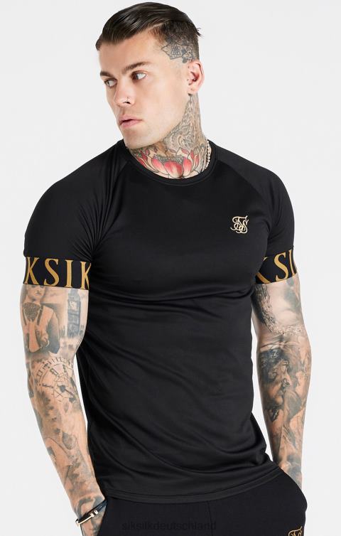 SikSilk Schwarzes und goldenes T-Shirt mit elastischen Bündchen Männer 680DH368 Bekleidung