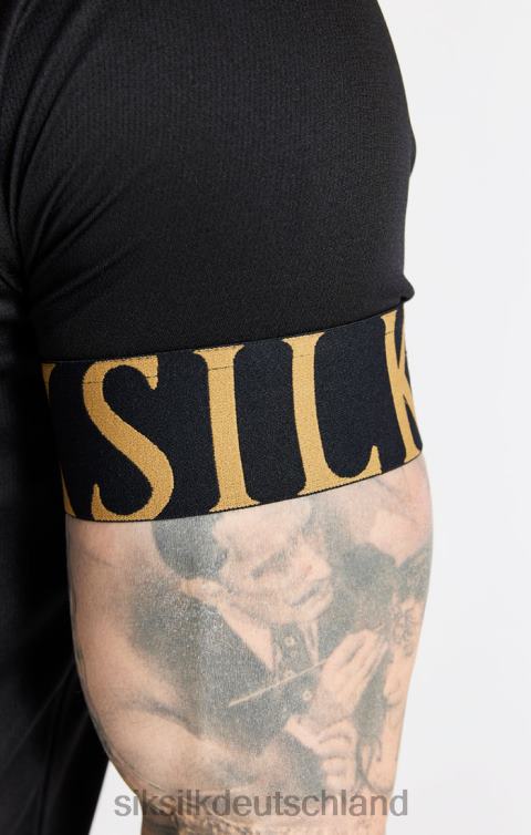 SikSilk Schwarzes und goldenes T-Shirt mit elastischen Bündchen Männer 680DH368 Bekleidung