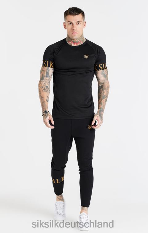 SikSilk Schwarzes und goldenes T-Shirt mit elastischen Bündchen Männer 680DH368 Bekleidung