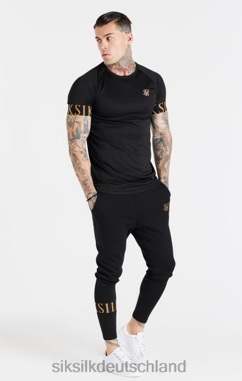 SikSilk Schwarzes und goldenes T-Shirt mit elastischen Bündchen Männer 680DH368 Bekleidung