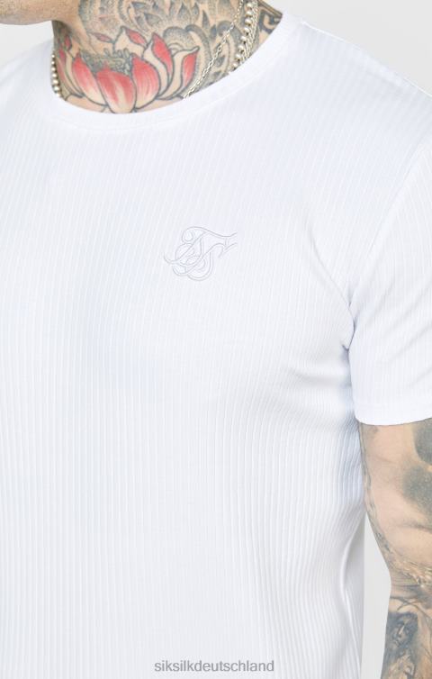 SikSilk Weißes T-Shirt aus Rippstrick Männer 680DH381 Bekleidung